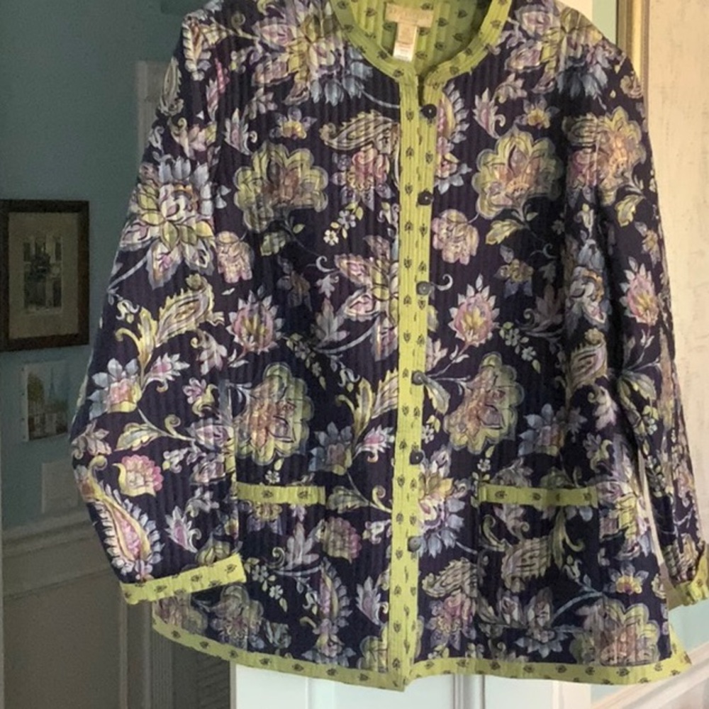Appleseed's Green and Black Patterned REVERSIBLE Jacket